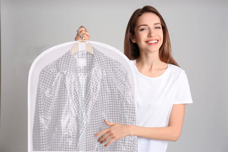 SteadMax Zippered Garment Bag, Large 53 x 23 inches, Dress Bag for Gowns, Suits, Jackets, Dresses, Hanging Clothing Storage Bag, Water Repellent, Dust Proof, Clear (1 Pack) - Image 4